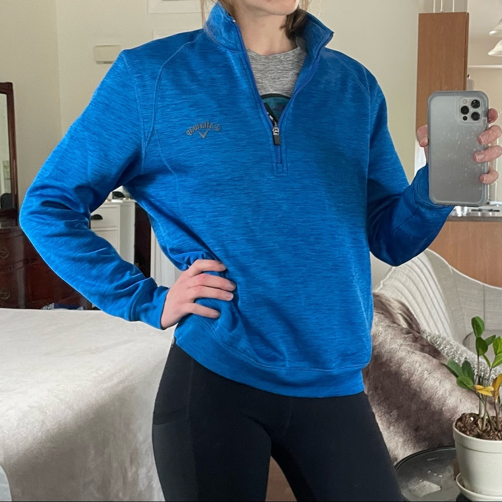 Callaway Blue Marled 1/4 zip Pullover with Hidden Pockets